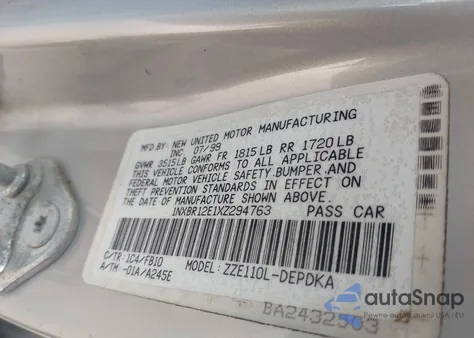 1999 Toyota Corolla Ce z USA, uszkodzony, nr VIN 1NXBR12E1XZ294763